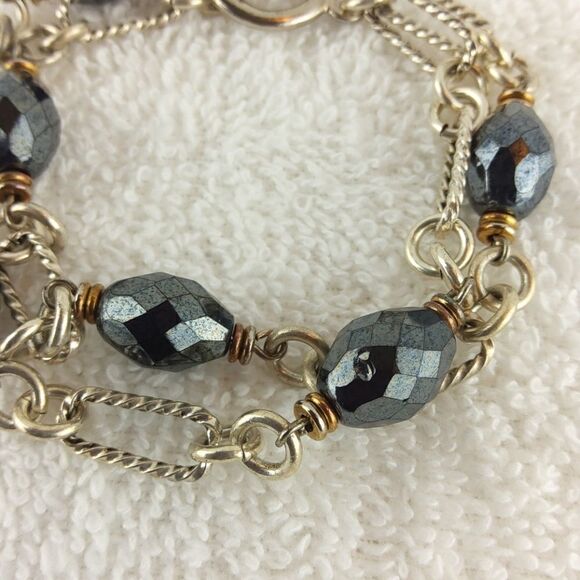 (3/$20) silver & gold tone linked beaded bracelets - Picture 8 of 12